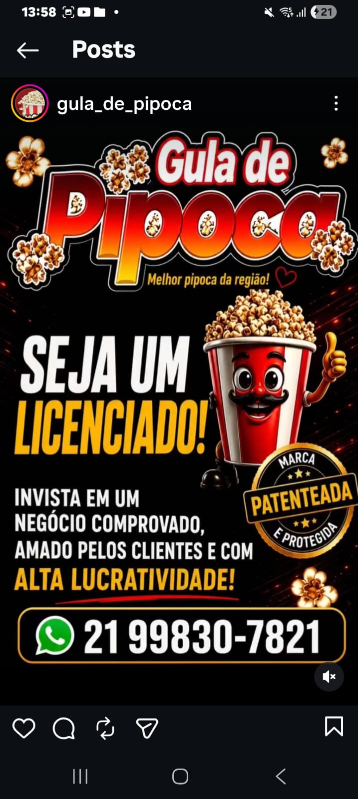 Campanha oficial Seja um Licenciado Gula de Pipoca