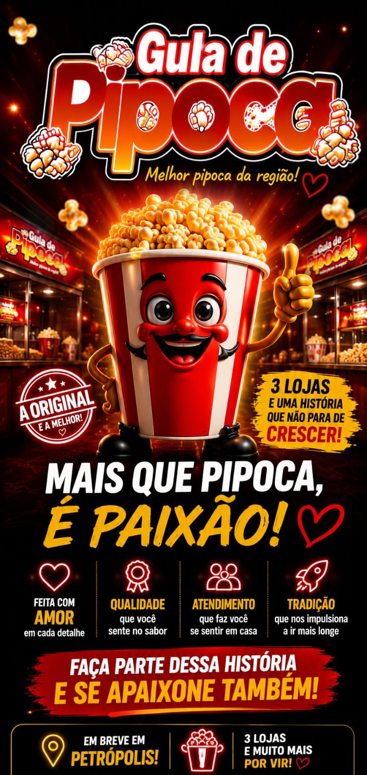 Arte oficial da marca Gula de Pipoca — mais que pipoca, é paixão